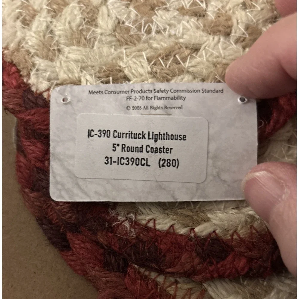 Lighthouse Braided Jute‎ 5 Inch Coasters Natural Jute Set of 4